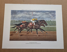 1977 Richard Stone Reeves Print, Forego Defeats Honest Pleasure, Belmont, 11/750 picture