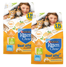 2 Packs Purina Kitten Chow Year One Essentials Real Chicken High Protein 3.15 lb picture