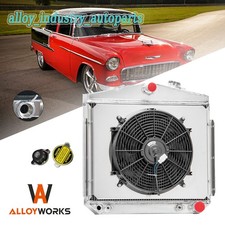 4 Rows Radiator Shroud Fan For 1955-1957 1956 Chevy Bel Air Small /Big Block V8 picture