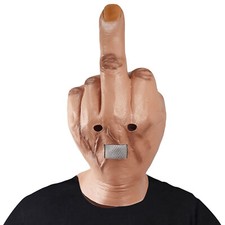 Halloween Funny Bizarre Despise Middle Finger Full Head Latex Mask Costume Props picture