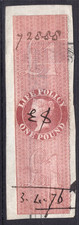 Great Britain one pound Life Policy tax stamp 1876 use on piece picture