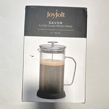 JoyJolt Savor 34 oz Glass French Press w/ Stainless Steel Lid & Filter Clear picture