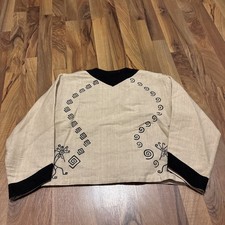 Vintage Venus Imports Southwest Kokopelli Cotton Jacket Womens Large BeigeBlack⁠ picture