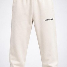 Lonely Ghost Cream Logo Sweatpants Size Large Minimalist Streetwear Joggers picture