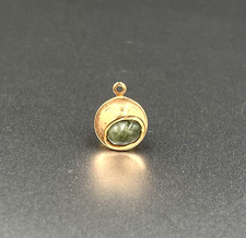 Vintage 14K Jade Tie Tack Pin, Signed Simmons, Yellow Gold, Oval Shape picture