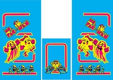 Ms PAC MAN Arcade Side Art & Kick Panel Blue 3 Pc Set Laminated Graphics picture