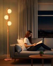 3-Globe Dimmable Floor Lamp Orange Mid Century Modern Standing Lamp with 3PCS... picture