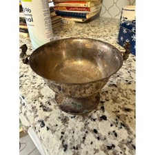 Vintage Leonard Silver Plate Pedestal Bowl Italy Footed Dish Ornate Handles picture