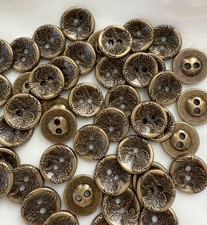 10PC Antiqued Bronze Vine & Leave Metal Buttons Shank Button 11mm picture