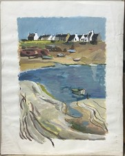 Two Antique Original Marine Watercolour Painting on Paper, Seascape, Boats picture