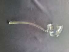 Vtg Hand Blown Clear Flat Bottom Glass 13” Punch Bowl Ladle with Pouring Spout picture