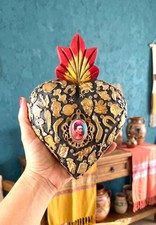 Frida Folk Art, Unique Gift For Her, XL Frida Kahlo Milagritos Medalla 5.5