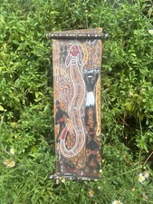 Vintage Rainbow Serpent Motif Australian Aboriginal Bark Painting Signed picture