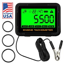 Small Engine Tachometer RPM Gauge 0-18000 IP68 Waterproof Hour Meter w Backlight picture