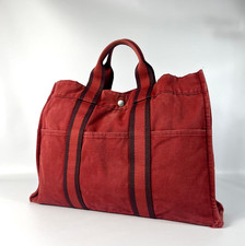 HERMES Fourre-Tout MM Tote Bag Canvas Red picture