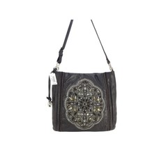 Brighton Anjulina Shoulder Bag Black NEW Pebble Leather Crystal Bead picture