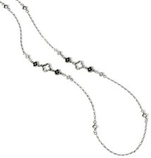 NWT Brighton TOLEDO ALTO NOIR Crystal Black Silver Station Long Necklace MSRP$68 picture