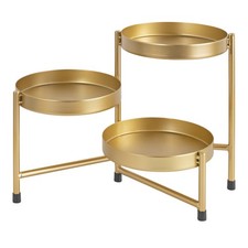 Finn Modern Tri-Level Plant Stand, 7.25 x 7.25 x 10, Gold, Indoor Multi-Tiered picture