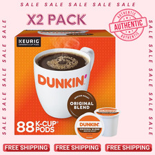 (2 PACK) Dunkin' Original Blend Coffee Keurig K-Cup Pods Medium Roast 88/Carton picture