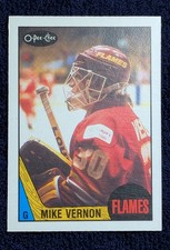 1987-88 O-Pee-Chee #215 Mike Vernon Flames Rookie Card RC OPC picture