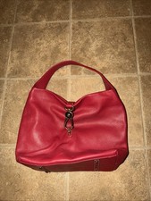 Dooney & Bourke Red Pebble Leather Logo Lock Large shoulder Hobo Bag NWT picture
