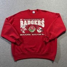 Vintage Jerzees Wisconsin Badgers Sweatshirt Mens XL Red 1994 Rose Bowl Crewneck picture