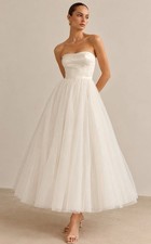 Reformation Alouette  Fior Di Latte Ivory Tulle Bridal Dress Floral Size 6.. picture