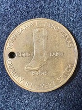 Vintage Tony Lama Gold Label Boots Advertising Token El Paso Texas Keychain picture