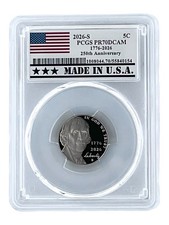 2026 S Jefferson 250th Anniversary Nickel PCGS PR70 DCAM Made In USA Holder picture