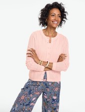Pointelle Charming Cardigan at Talbots, NWT $99.5, PINK CHAMPAGNE, all size picture