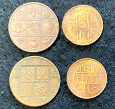 Bhutan 2 Coins Set 1 Pice 1951 and 5 Chetram 1979 World Coins picture