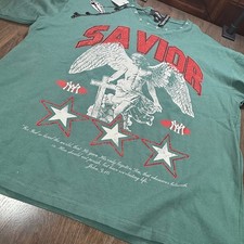Watson Studios Savior Rhinestone Graphic T Shirt Mens XL Green New With Tags picture
