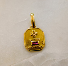 French Medal of Love Augis Shield Charm Pendant 14k Yellow Gold Plated picture