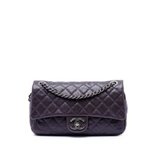 Chanel Medium Quilted Iridescent Caviar Easy Flap Shoulder Bag Dark Purple picture