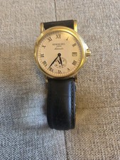 Vintage Raymond Weil Geneve Automatic Gold Tone Mens Watch Roman Dial Exhibition picture