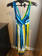 Calvin Klein Size 2 Watercolor Stripe Cross Back Dress picture