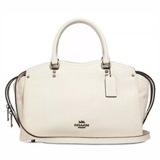 New coach Drew Satchel in Pebble Leather Snakeskin Detailbag 67710 chalk $450 picture