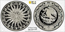 No date Mexico 1 Oz Silver .999 Aztec Sun Calendar Medal Top Pop PCGS MS68 picture