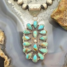Sterling Silver Southwestern Style Turquoise Decorated Cluster Pendant For Women picture