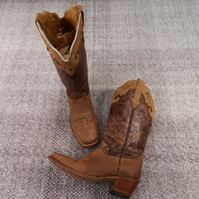 Original Reyme Brown Leather Western Cowboy Boot Square Toe Handcrafted Mens 7.5 picture