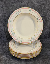 6 Lenox ROSE MANOR RIM SOUP BOWLS 8.25