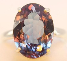 Certified 10 Ct Natural Alexandrite Oval Gemstone Ring - Crafted 925 Silver picture