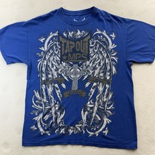 Tapout MPS Y2K T Shirt L Gothic Blue All Over Graphic AOP Distressed picture