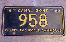 Vintage Canal Zone 1963 Panama License Plate # 958 picture