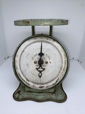 Vintage Pelouze Family Farmhouse Kitchen Scale 24 lb Green Teal  Shabby Chic picture