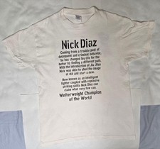 Nick Diaz Violent Jiu-Jitsu T-Shirt UFC MMA White M Rare Graphic Top picture