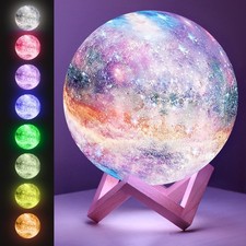 Mind-Glowing Galaxy Moon Lamp with Multi Colors, Touch/Remote, Wood Stand - T... picture