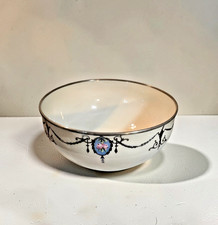 Antique CAC Lenox Belleek Sterling Silver Overlay Bowl Hand Painted Roses 9.5in picture