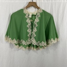 Aristocraft By Superior Vintage Green Lace Trim Peignoir Capelet Womens Sz S picture