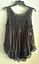 Women's Black Top Fairy Costume, Lace, Crochet,Boho, Festival Altar'd State Sz L picture